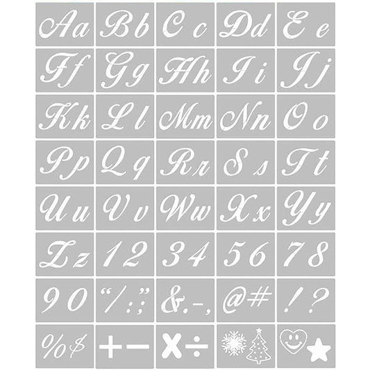 40pcs Alphabet Letter Stencils, Plastic Alphabet Number Drawing Template Stencils Reusable Painting Stencils Art Templates DIY Craft Stencils for School Projects Scrapbook Journal Cards Wood Decor