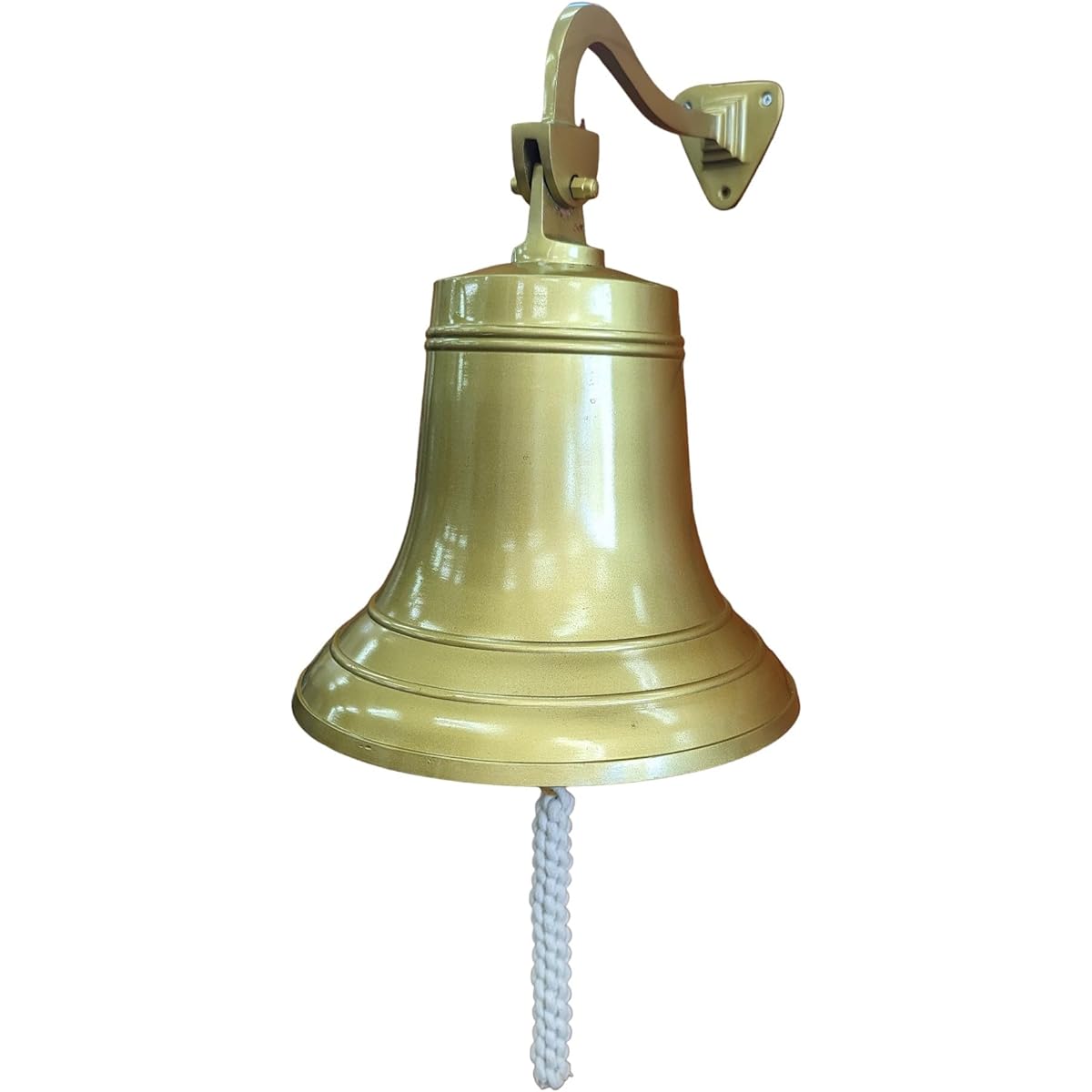 Ship's Bell with Aluminum Bracket, Antique Brass Finish, 10" Diameter, Musical Instrument, Bell, Brass, Percussion