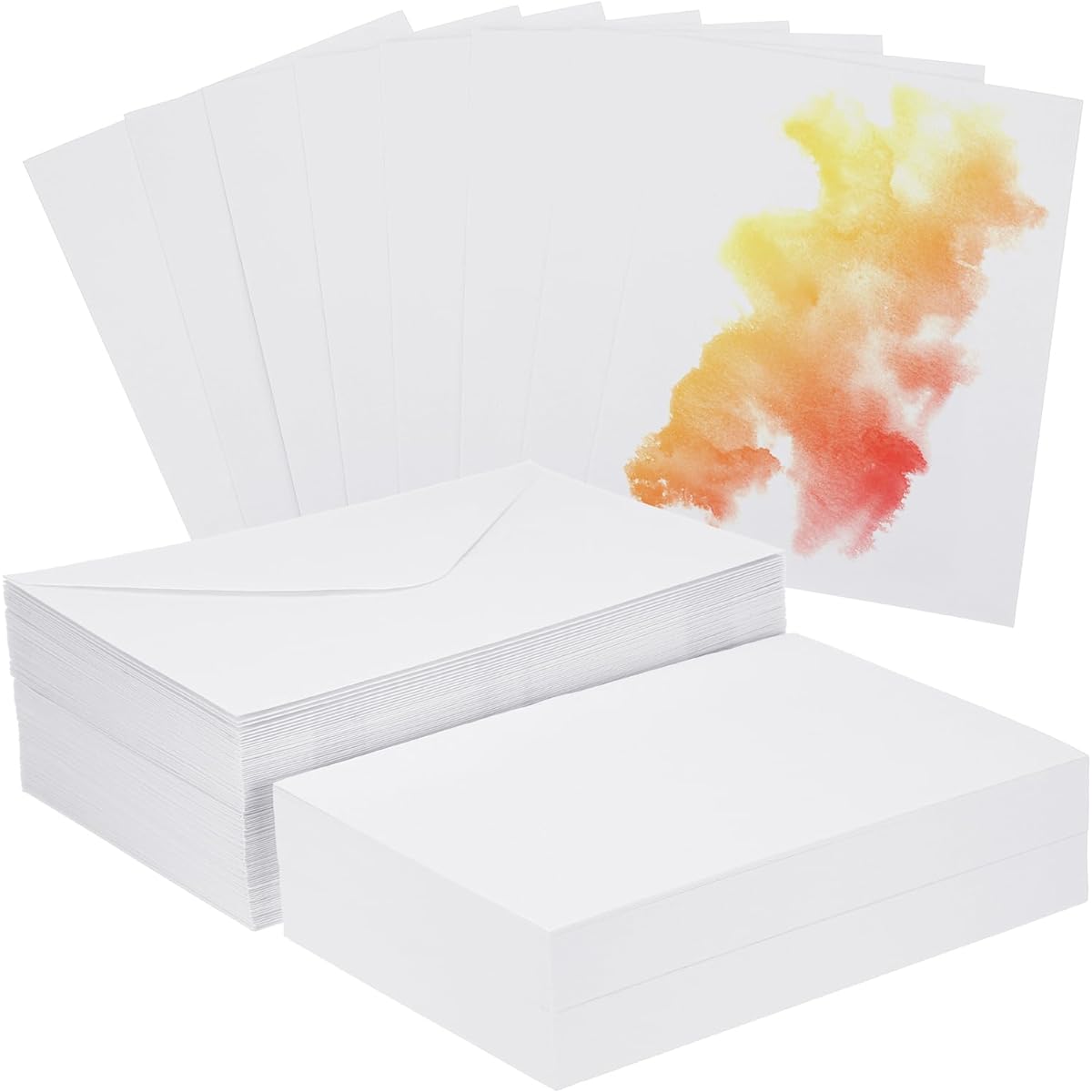 PATIKIL Set of 50 Pure Cotton Watercolor Cards 140lb/300GSM with Envelopes for Art Painting, Creative Thank You Cards, 5x7 Inch