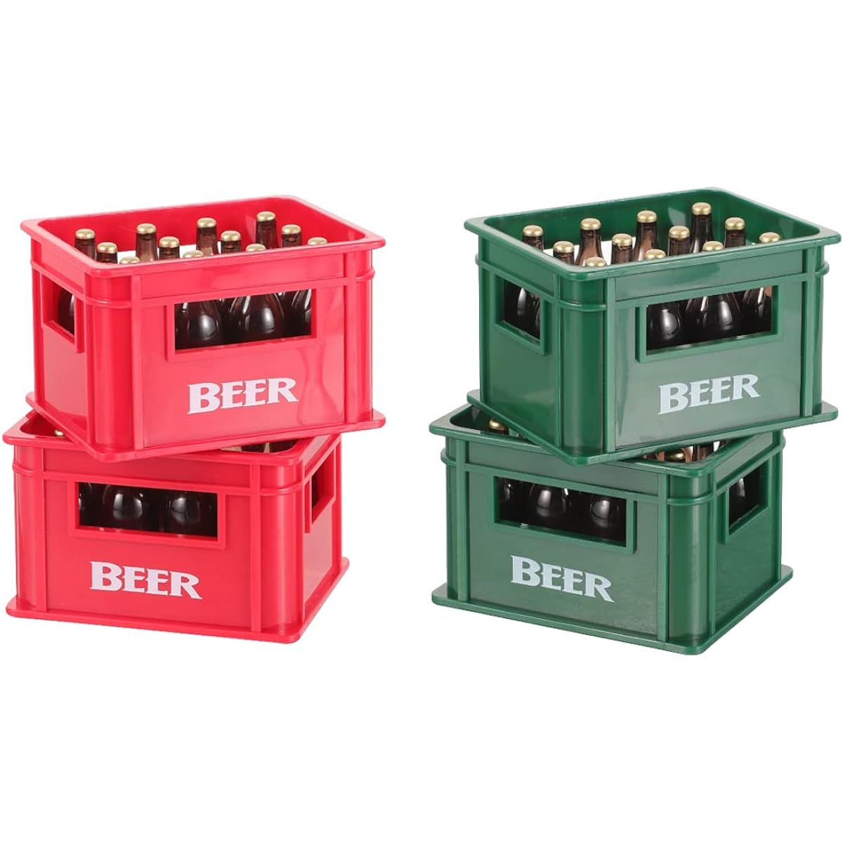 LOGOFUN 4pcs Dollhouse Wine Crate Miniature Beer Bottle Model Plastic Wine Basket Wine Bottle Dollhouse Kitchen Accessories Decoration