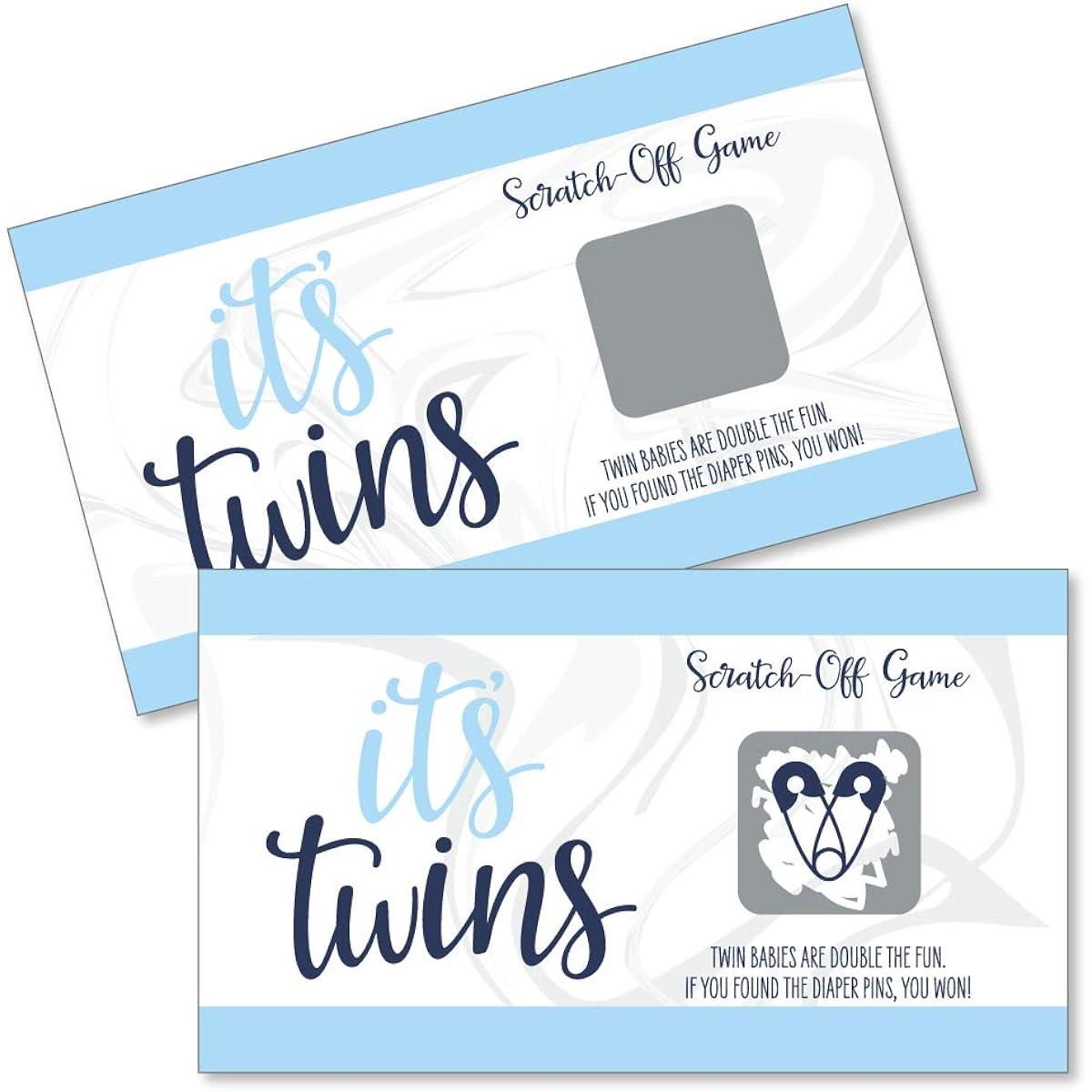Big Dot of Happiness It's Twin Boys - Blue Twins Baby Shower Game Scratch Off Cards - 22 Count