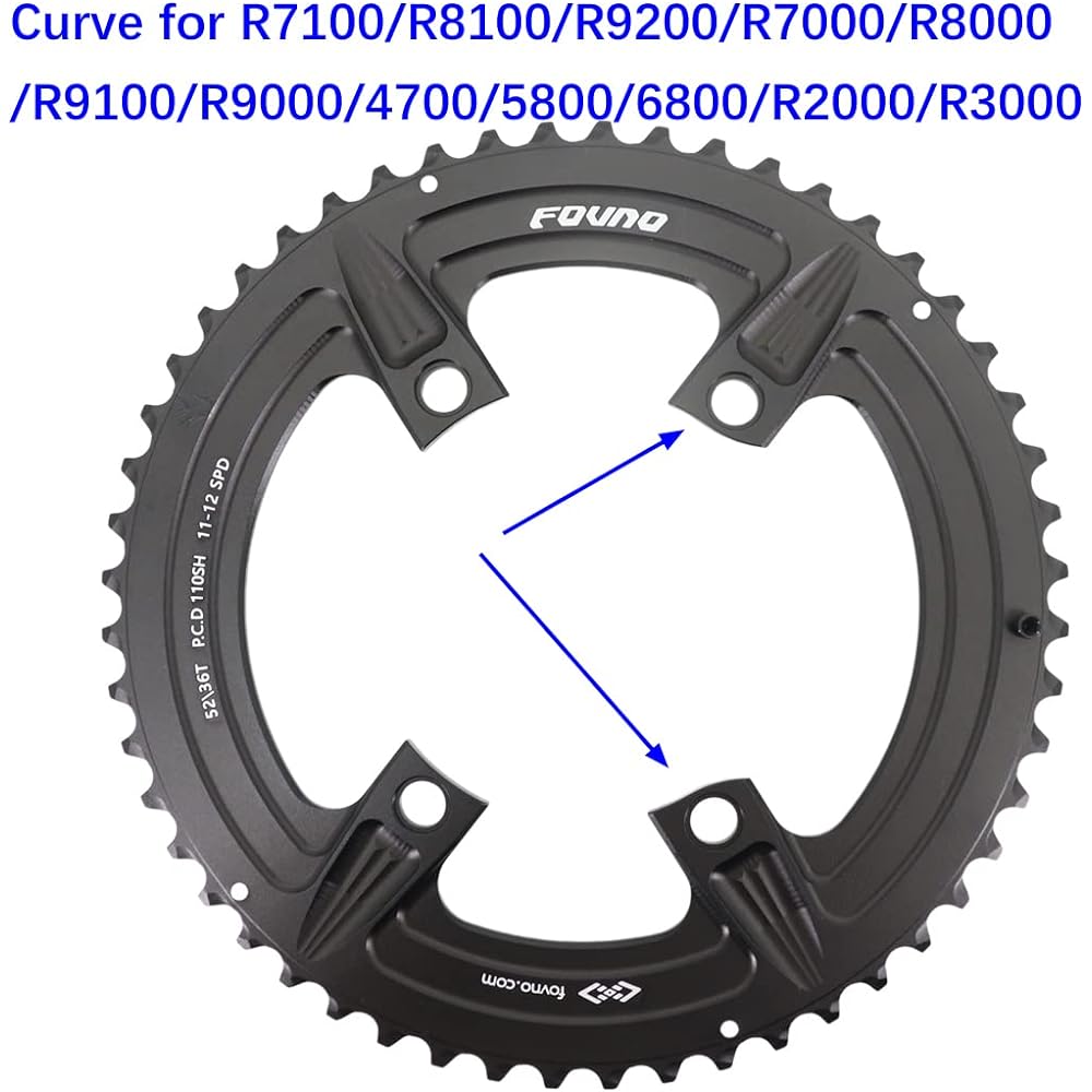 DJC Double Bike Chainring 2x Round Road Bike Gravel for R7100/R8100/R9200/R7000/R8000/R9100/R9000/4700/5800/6800/R2000/R3000 with 4 Bolts
