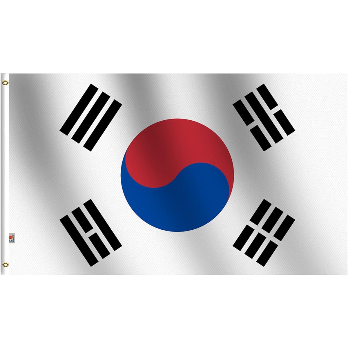 Korean Flag Large 3x5ft Medium Outdoor 100D Polyester on Both Sides Canvas Header and Double Stitched Brass Grommets for Easy Display 3ft x 5ft Small Korean Flag