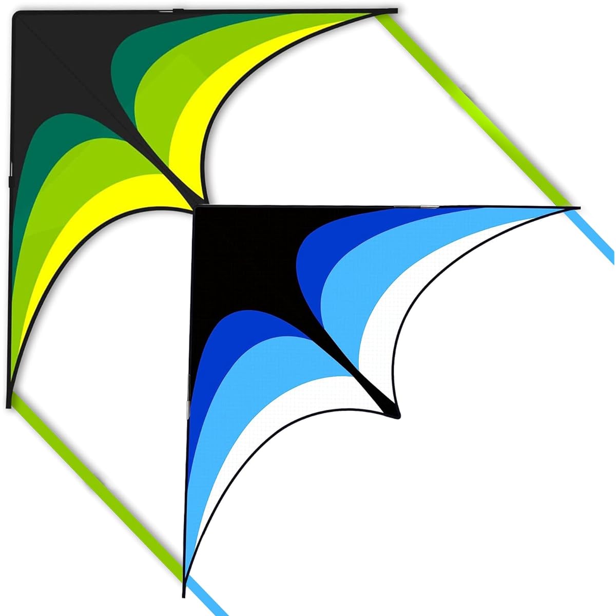 Mint's Colorful Life 2 Pack Delta Kite for Kids & Adults - Super Easy to Fly Kites - Perfect Kites for Beginners (Green & Blue)