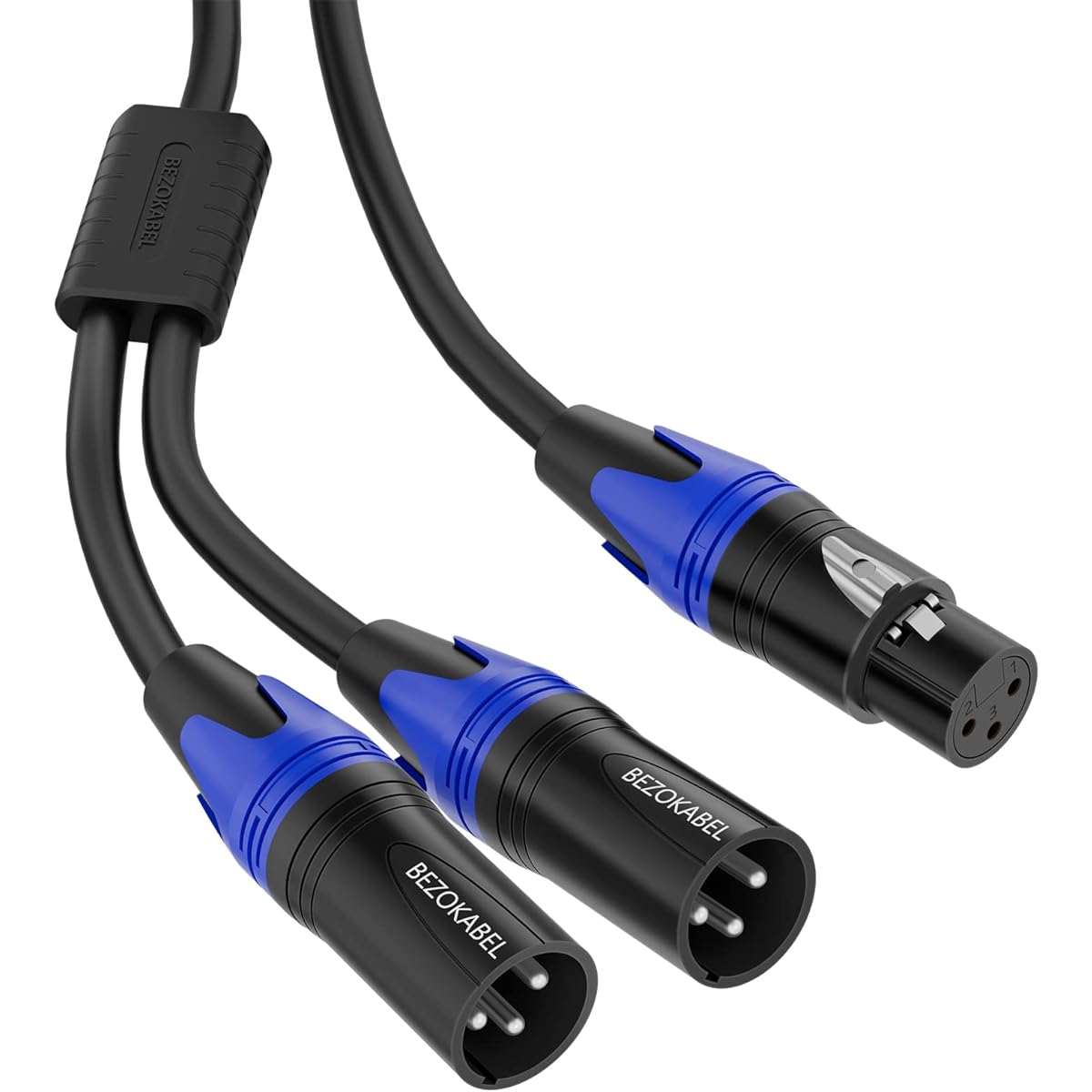 BEZOKABEL XLR Splitter XLR Female to Dual XLR Male 3.3ft Balanced Mic Splitter Male to 2 Female XLR Y Splitter Cable 3 Pin 3.3ft