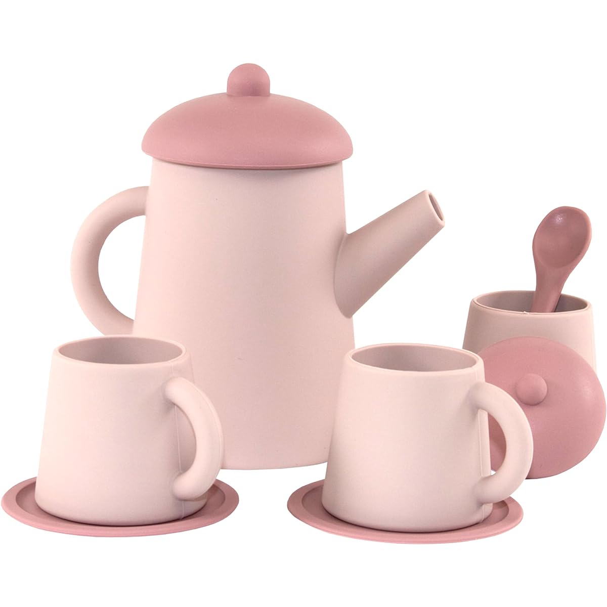 elbebe Tea Party Set - Kids Tea Set - Silicone Tea Set for Kids - Pretend Play Tea Set - Tea Set Toy for Toddlers - Kids Picnic Set - Toy Tea Set - Tea Set for Kids - Non-Plastic Cups, Pots, Saucers (Pink)