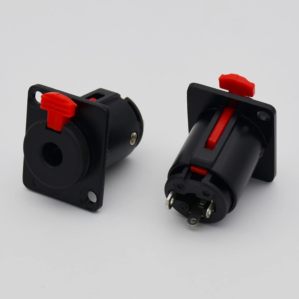 Czyuntuo 5 Pack Black 1/4" Jack 1/4" Electric Guitar Input Jack Mono/Stereo Metal Female Panel Mount Socket with Lock