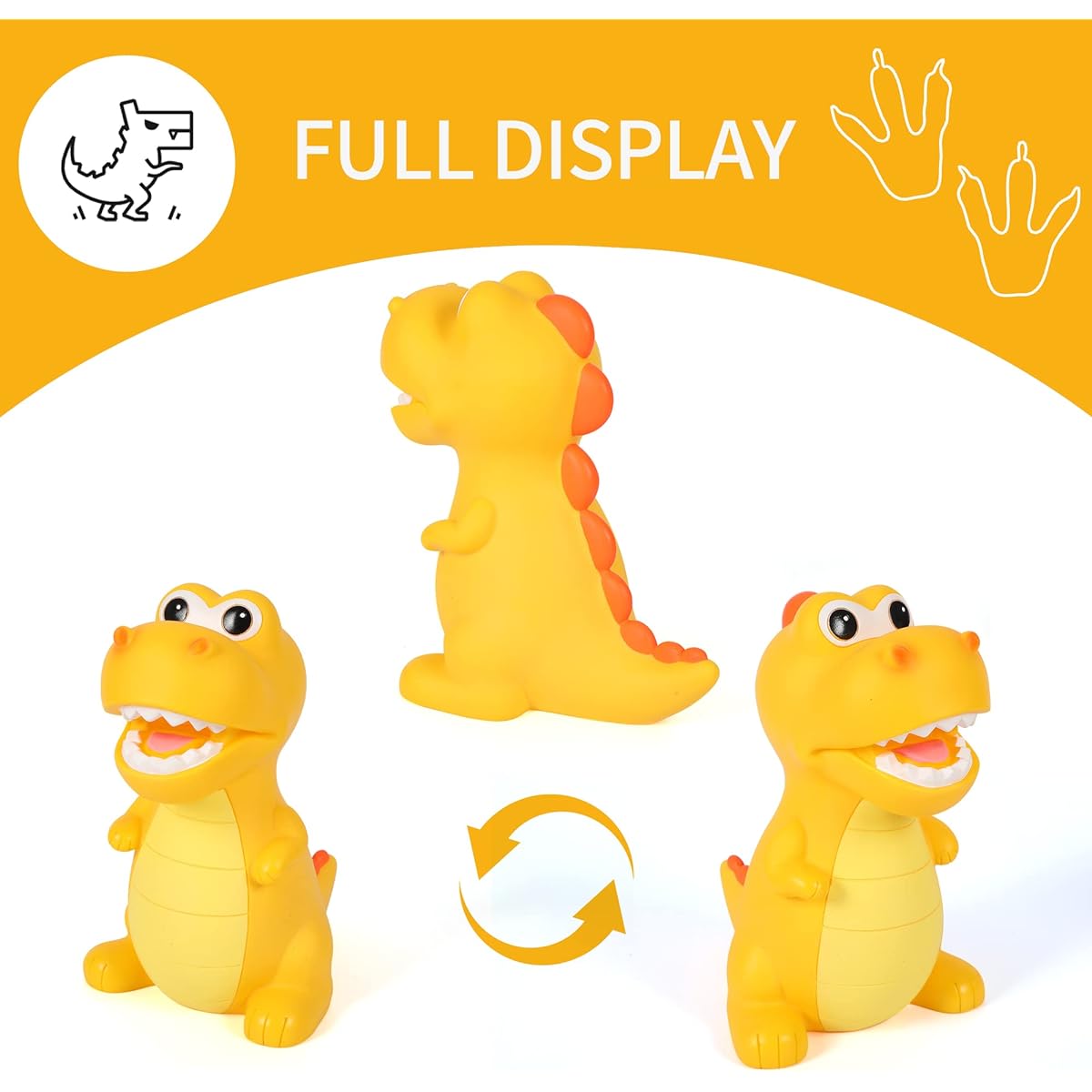 H&W Eating Money Tyrannosaurus Rex Piggy Bank (Yellow) Shatterproof Dinosaur Piggy Bank First Coin Bank Christmas Birthday for Kids/Boys/Girls Home Decoration (WK27-D16)