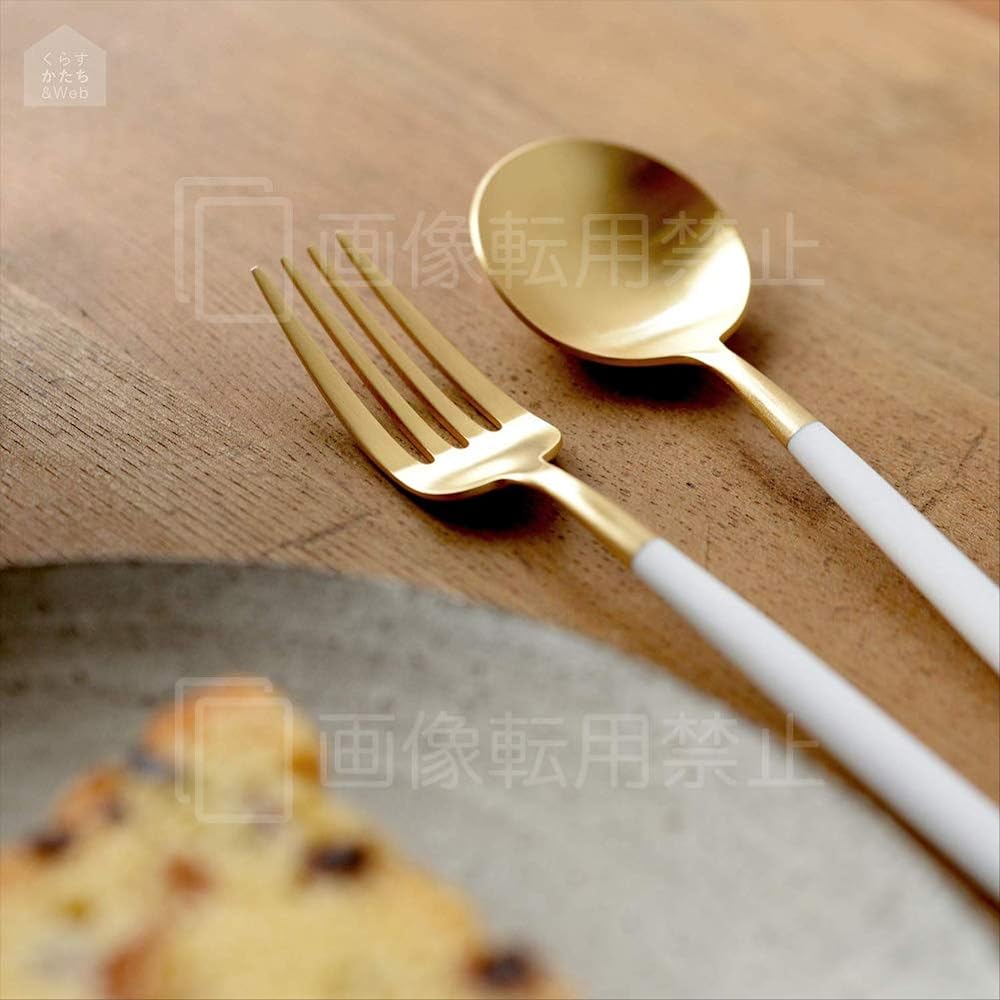 Cutipol GOA White/Matte Gold Dessert Fork Spoon Set