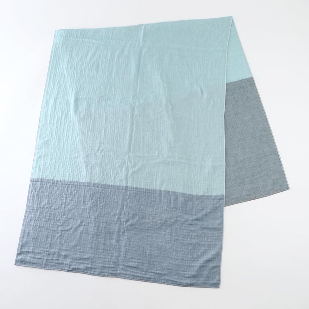 [Uchino] [Gentle to the touch like a marshmallow] Color block marshmallow gauze Gauze shawl Washable Lightweight 100% cotton Patented Oeko-Tex Standard 100 certified Gift Gift Present Approx. 78 x 200 cm Mother's Day gift 88M1P744