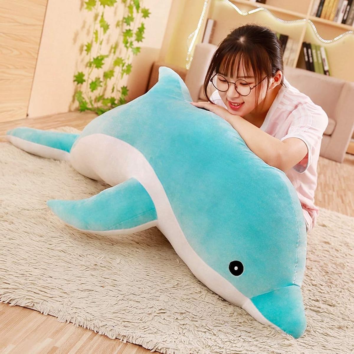 [Studio] Cute stuffed animal dolphin blue 160cm birthday present toy dolphin animal dolphin stuffed animal hug pillow fluffy texture adult stuffed animal 120cm New Year celebration shop birthday gift pink anniversary present figurine
