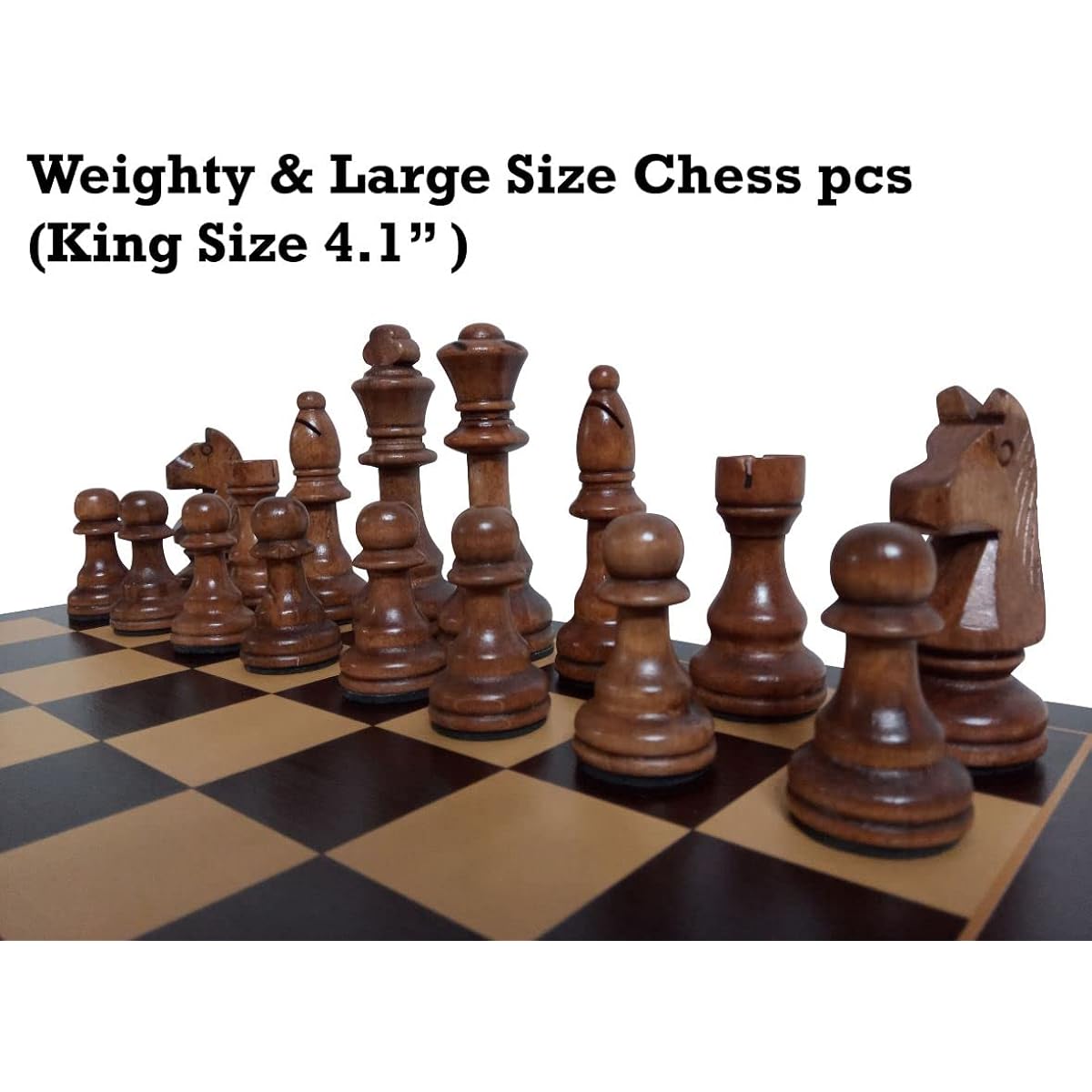 STARPPLE Heavy & Luxurious 16" Real Wood Chess Set, Durable Handmade Chess Board Game Set with Storage, 34 4" Classic & Heavy Wooden Large Pieces, 2 Queen Size (C1~16cm)