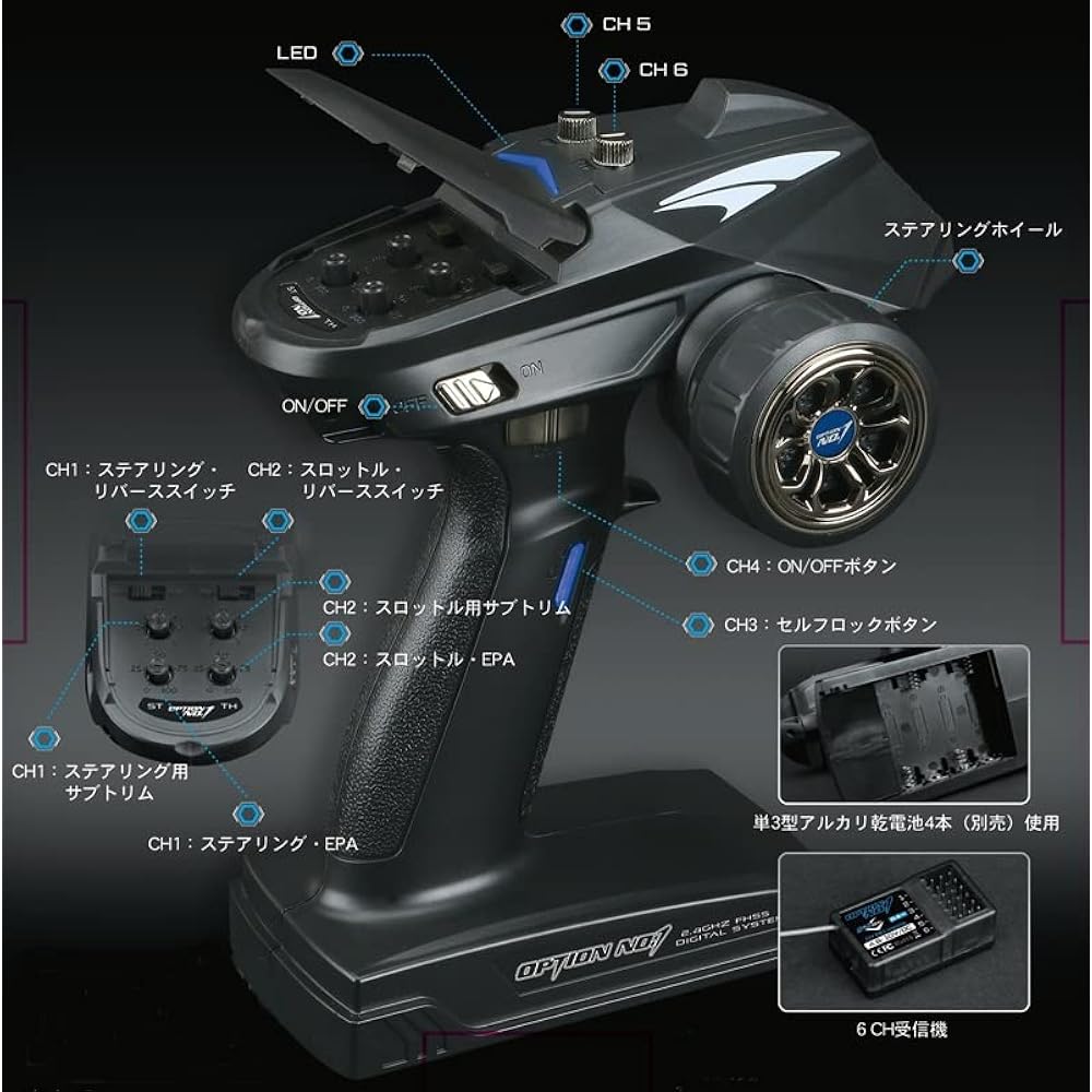 OPTION No.1 X6FG (Transmitter + 6ch receiver with built-in gyro) 2.4GHz specification 6-channel compatible transceiver X6FG-PC