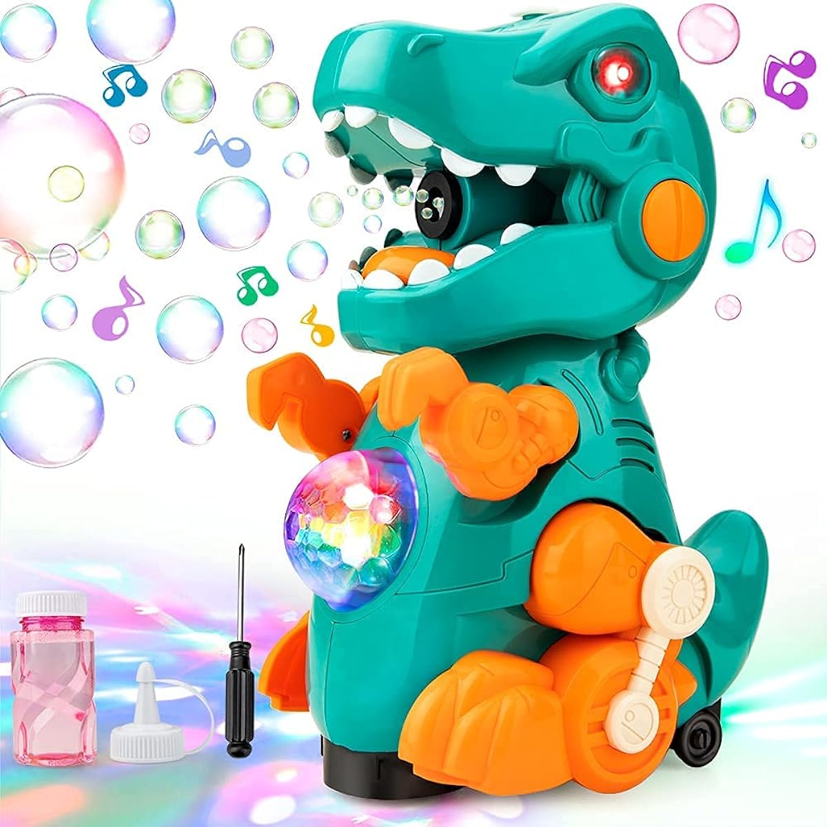Contixo R9 Blue Dinosaur Bubble Machine for Toddlers Kids, Sound and Light Effects, Mobile & Stationery, 2 Settings, No Leaking, Bubble Machine for Kids/Girls/Boys