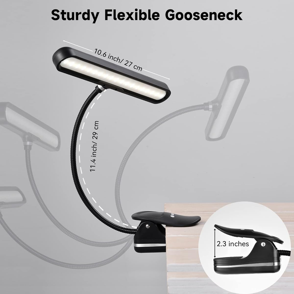 Glovion Music Stand Light Clip-on Piano Light 37 LED Book Light 3 Levels Brightness Stepless Dimmable Color Orchestra Light USB Rechargeable Perfect for Piano/Guitar/Orchestra/Reading/Sewing Crafts