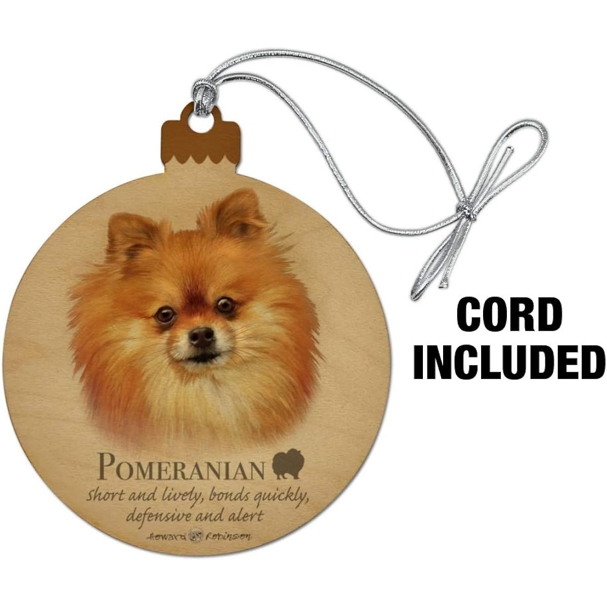 Pomeranian Dog Breed Wooden Christmas Tree Holiday Ornaments