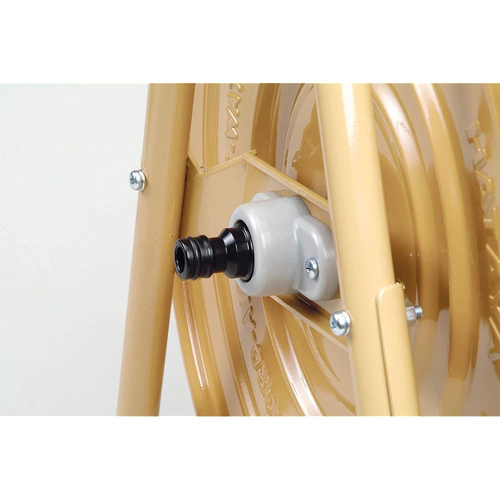 HATAYA Popular Hose Reel, Body Only, 50m Winding, Steel, Double O-ring Type, Nozzle Connector Included, Hose Band Included, Garden, Construction Site HBF-0N