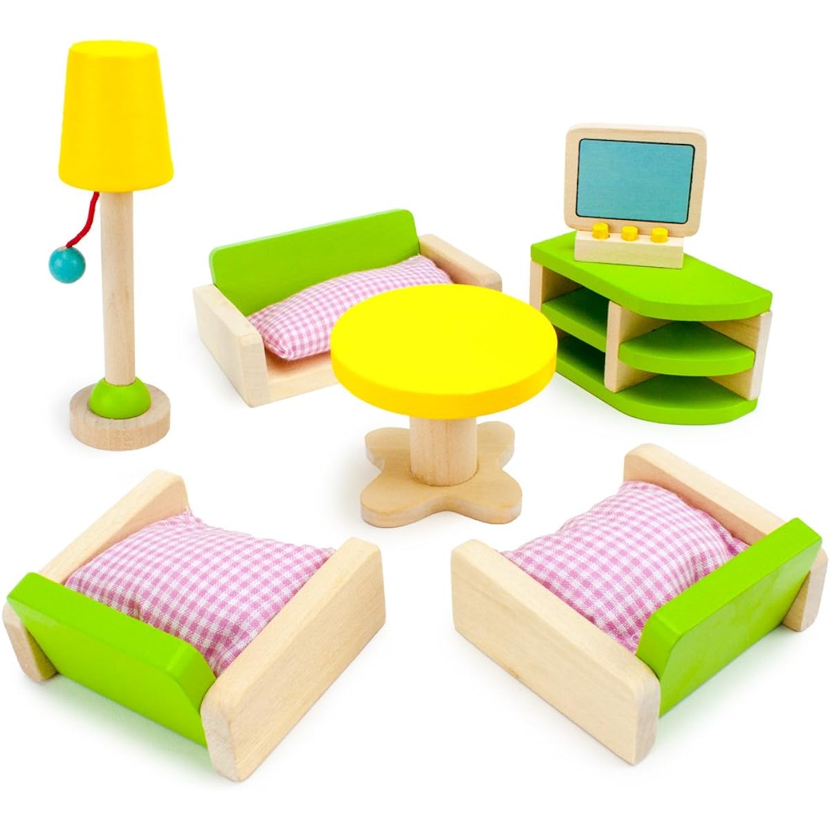 Wooden Wonders Luxurious Living Room Set Dollhouse Furniture (10pcs.) by Imagination Generation