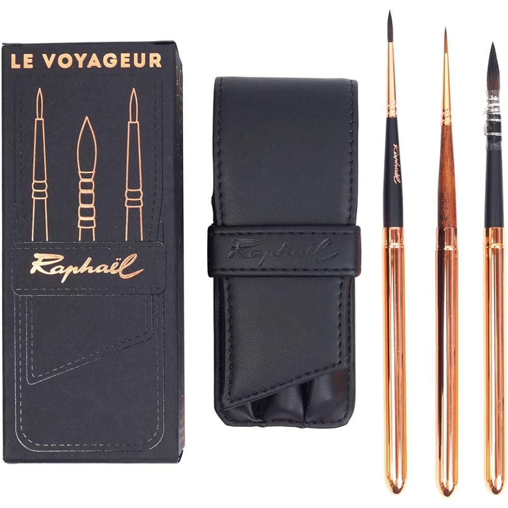 Sennelier raphael watercolor brush mobile leather set