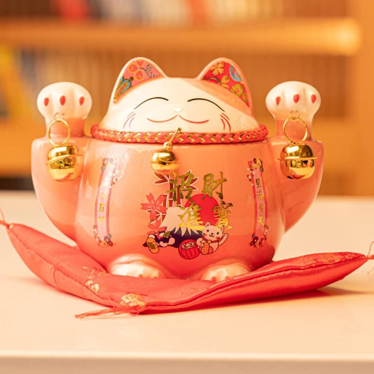Tinse Money Box Lucky Cat Figurine Lucky Cat Healing Figurine Car Decoration Interior Mini Cat Figurine Good Luck Opening Gift Kids Birthday Christmas Present Bedroom Decoration
