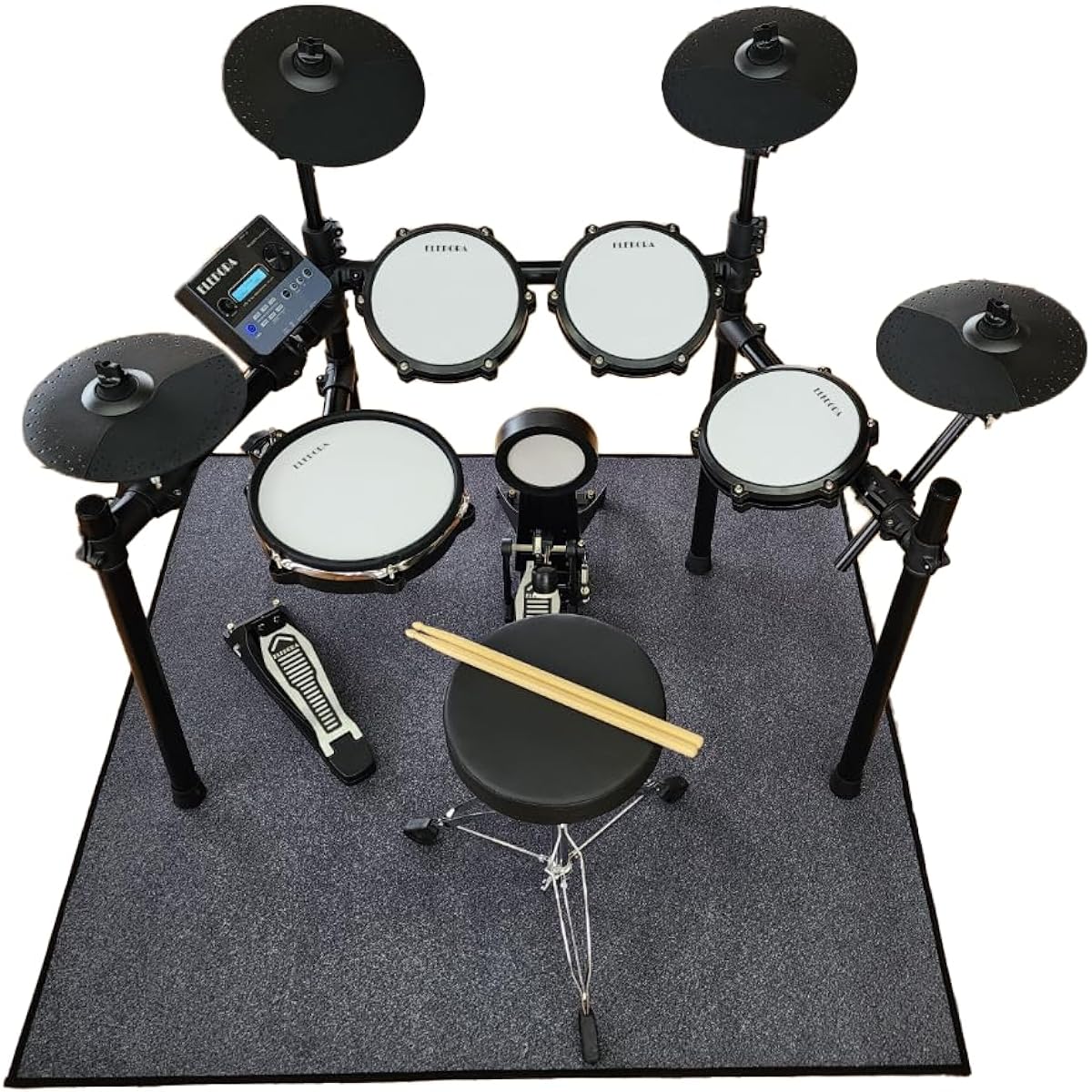 ELEDORA Electronic Drum Set for Beginners to Professionals, Choose from 2 Models, DWT200 Mesh Pad (Mat, Sticks, and Stool Included)