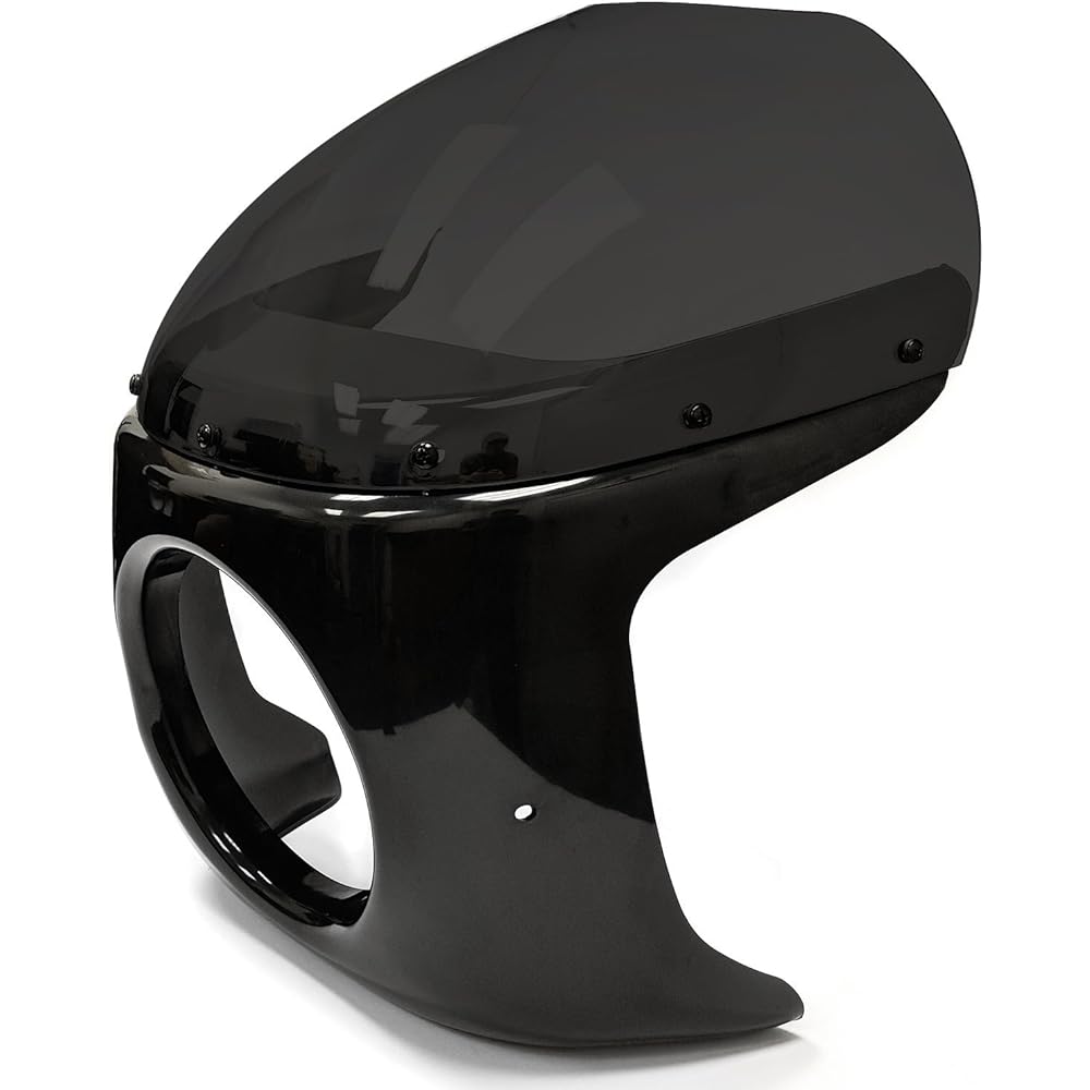 Krator Motorcycle 7" Headlight Fairing Screen Black & Smoke Retro Cafe Racer Bobber Drag Viper Windshield