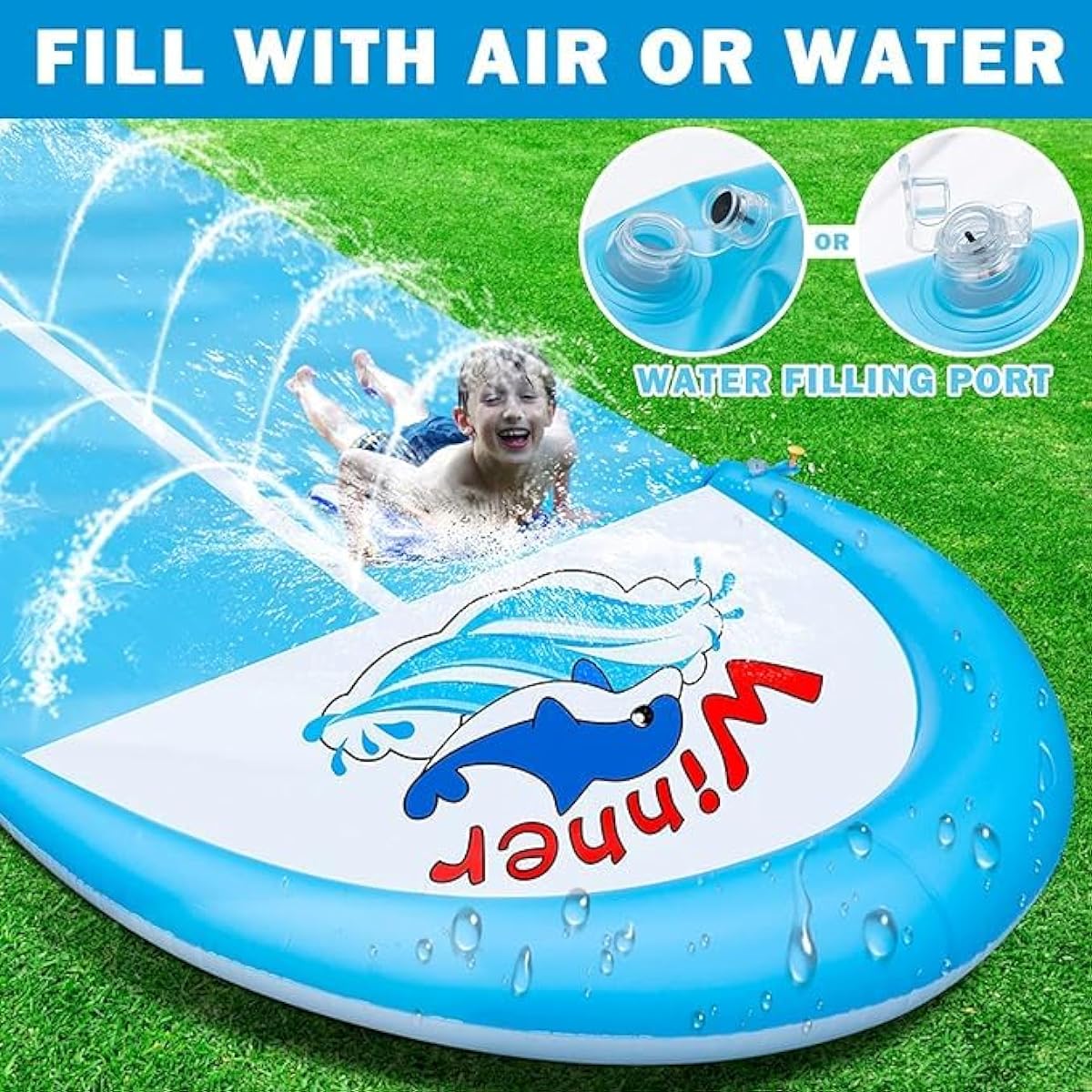 WIRCINEE 13ft Slip Splash & Slide, Heavy Duty Lawn Water Slide