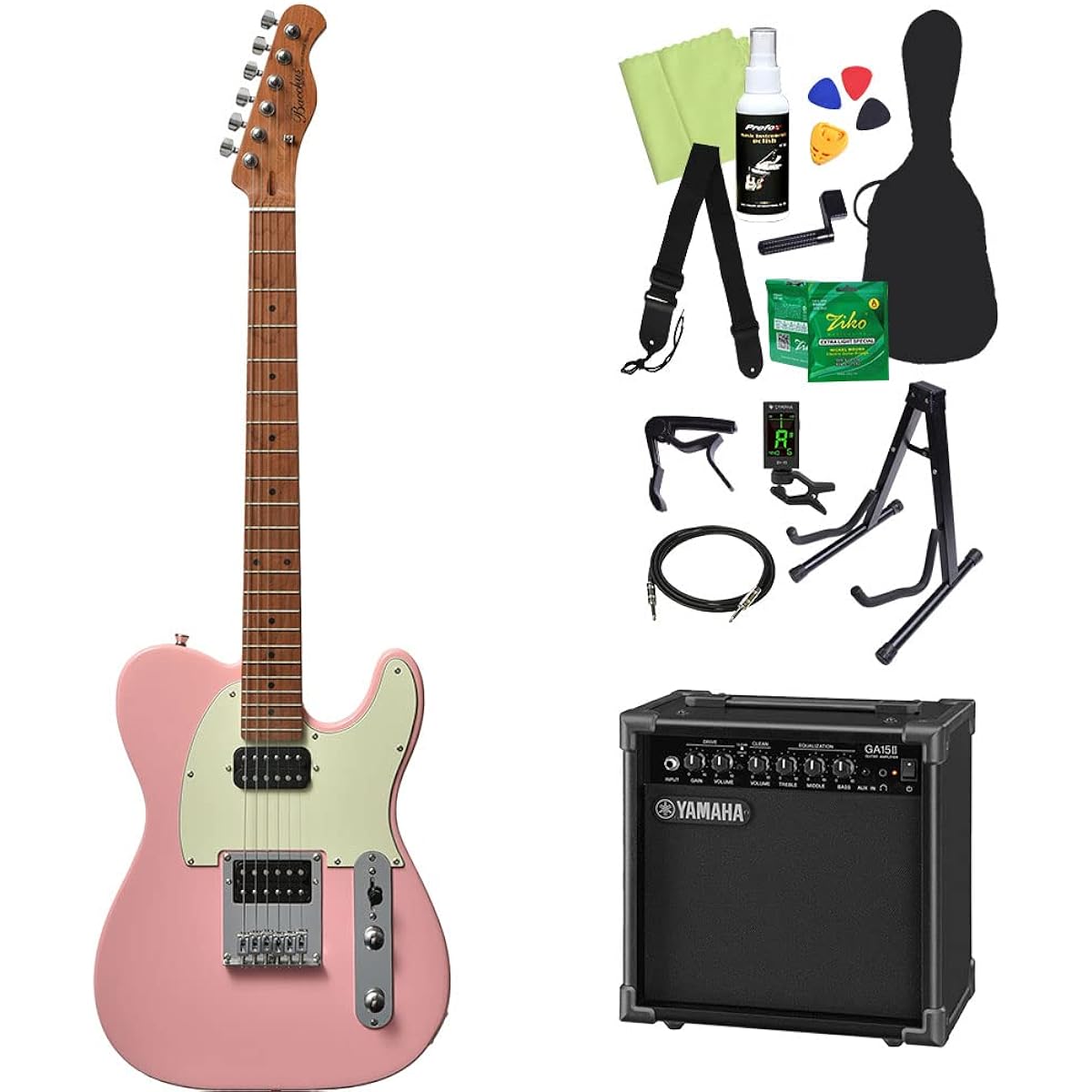 Bacchus BTE-3-RSM/M Electric Guitar Beginner 14-Piece Set [Includes GA15II] SLPK Telecaster Type Roasted Maple Neck Bacchus