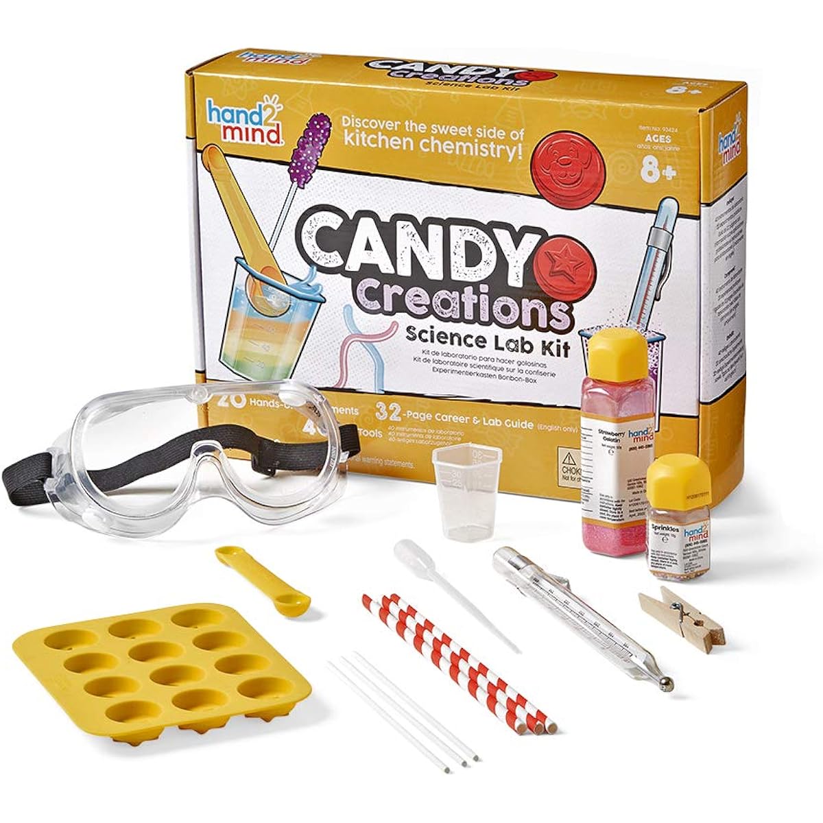hand2mind Candy Creations Science Lab Kit Lollipop Gelatin Candy Molds Baking Kit for Kids Gummy Bear Maker Food Science Kit Homeschool Supplies 20 Hands-on Activities