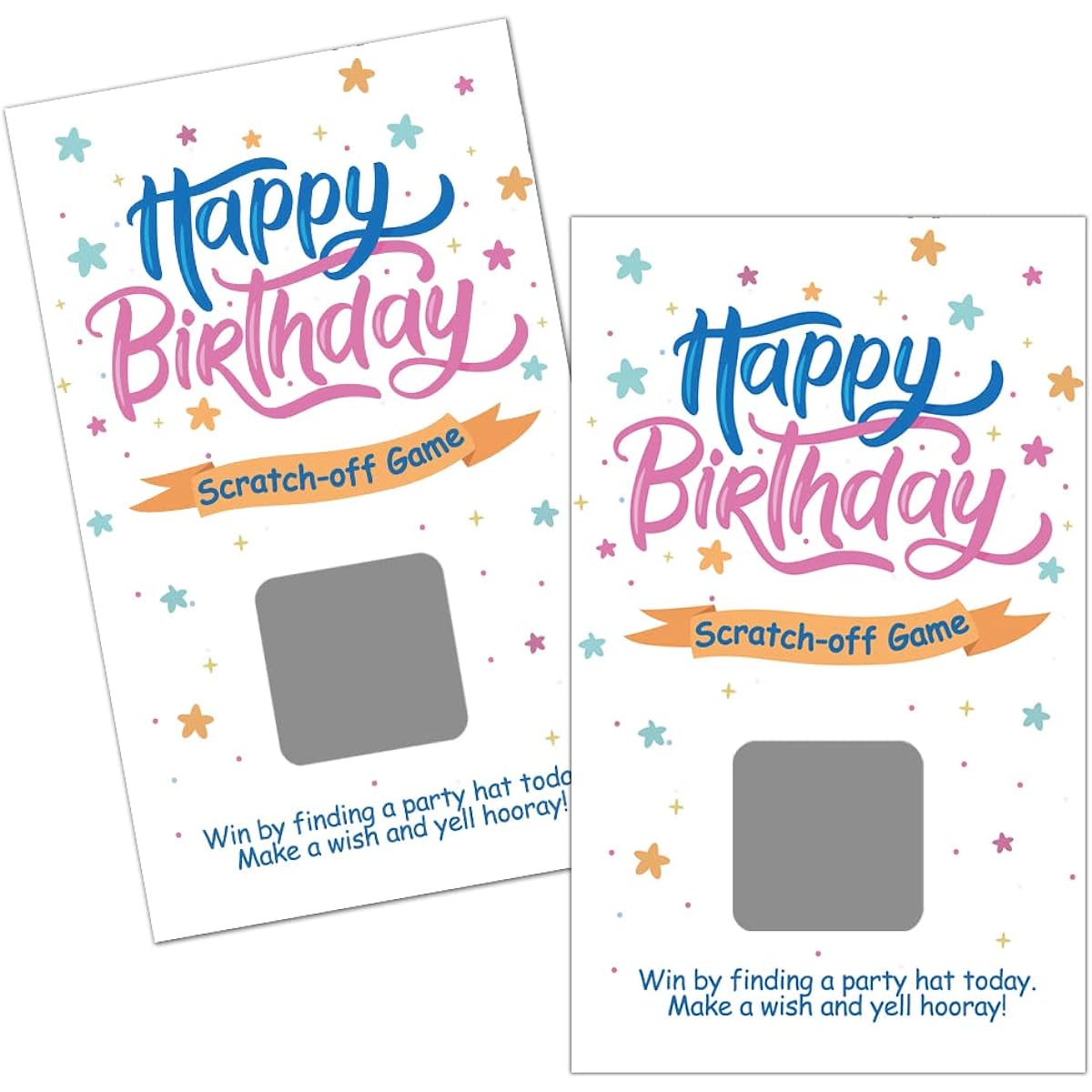 Haizct 50 Pack Adult Happy Birthday Party Game Scratch Off Cards for Christmas Birthday Holiday Special Event Raffle Tickets Drawing