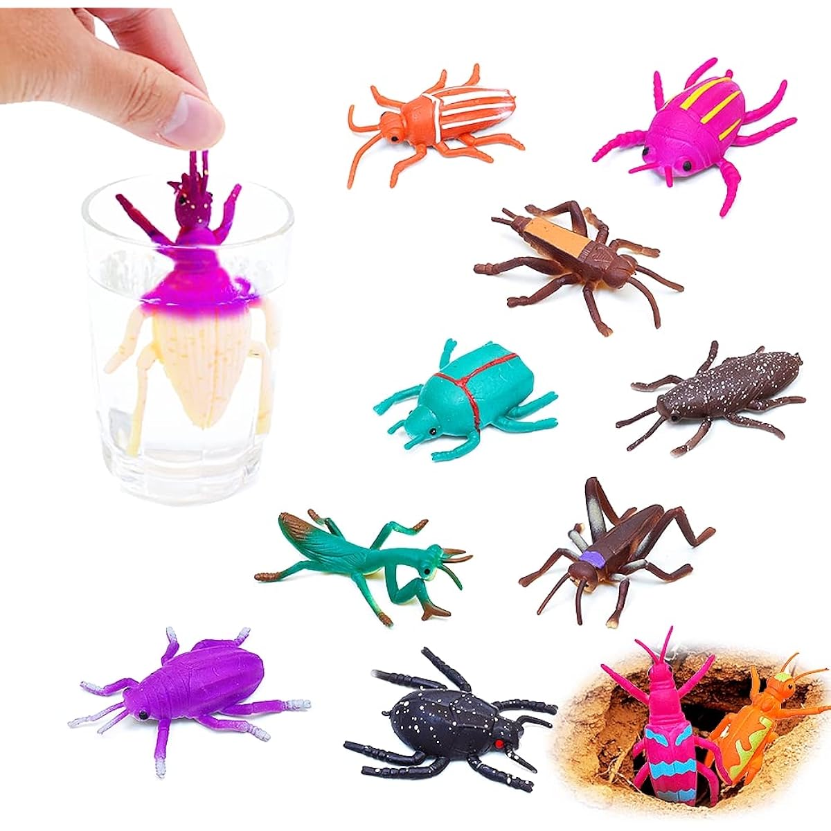 Bath Toys Bug Toys Color Changing Toys Stretchy Toys Insect Toys Animal Figurines for Kids Ages 3+ Novelty Gags Prank Squeeze Toys Theme Parties Goodie Bag Fillers Classroom Rewards