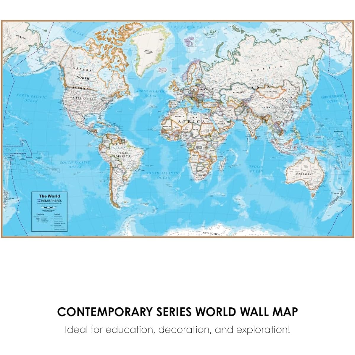 ROUND WORLD PRODUCTS CONTEMP Laminated Wall Map World