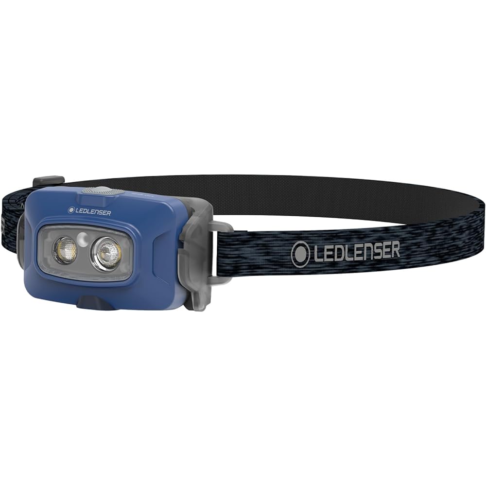 Ledlenser LED headlight rechargeable HF4R Core up to 500lm bright IP68 waterproof small 72g lightweight red sublight for fishing, mountain climbing, camping, outdoor work, integrated battery