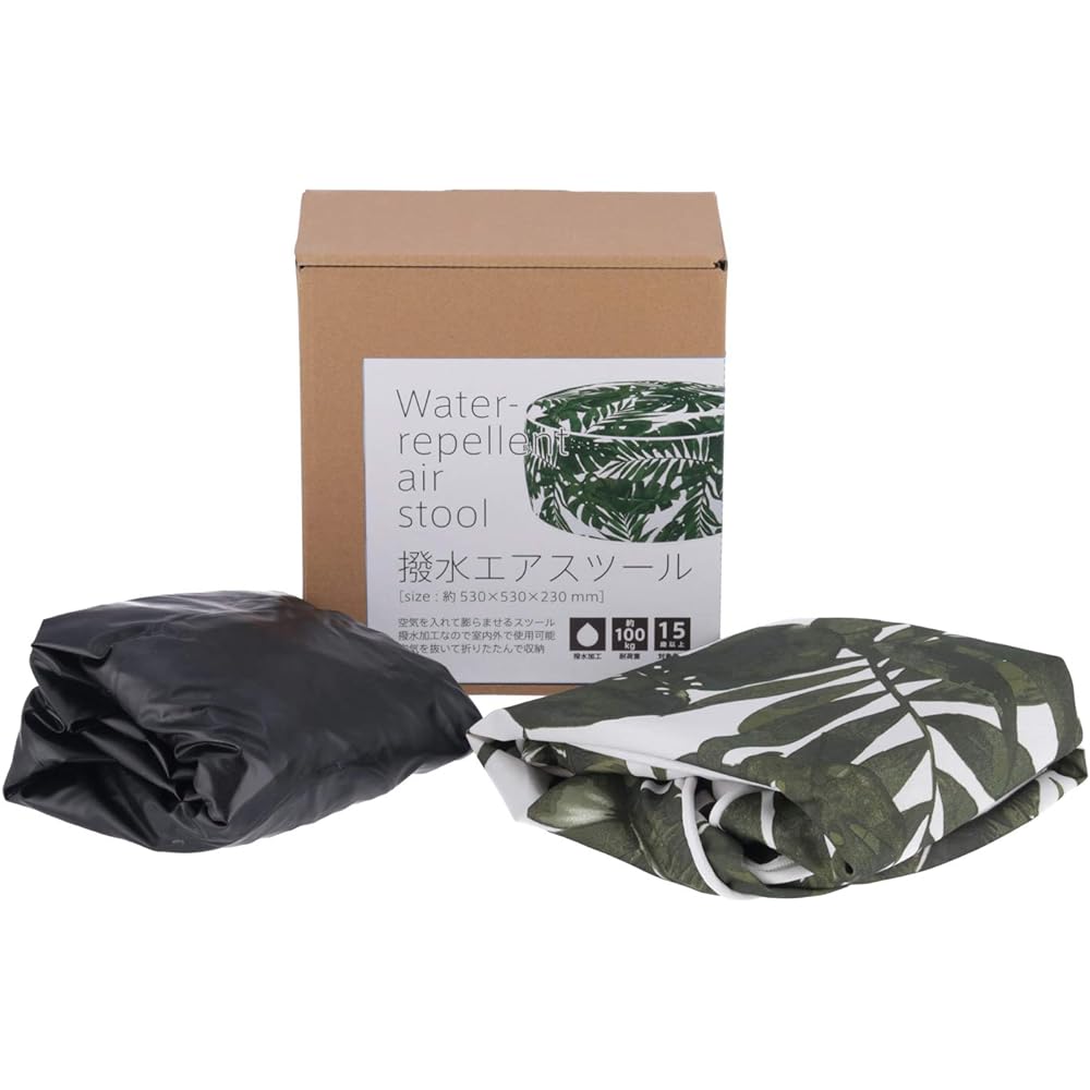 Fuji Boeki Water Repellent Air Stool Cushion Diameter 53cm Botanical Compact Camping Outdoor Inflatable 72119