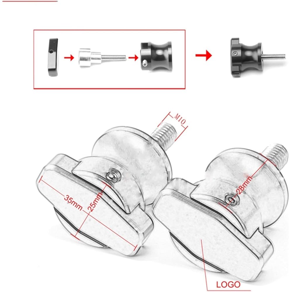 DEMUR 10mm Motorcycle CNC Aluminum Stand Screw Swingarm Slider Spool Fit KTM 990 SMT/SUPERMOTO/SUPER DUKE 1090/1190/1290 ADVENTURE R Swingarm Slider Spool (Size: Titanium)