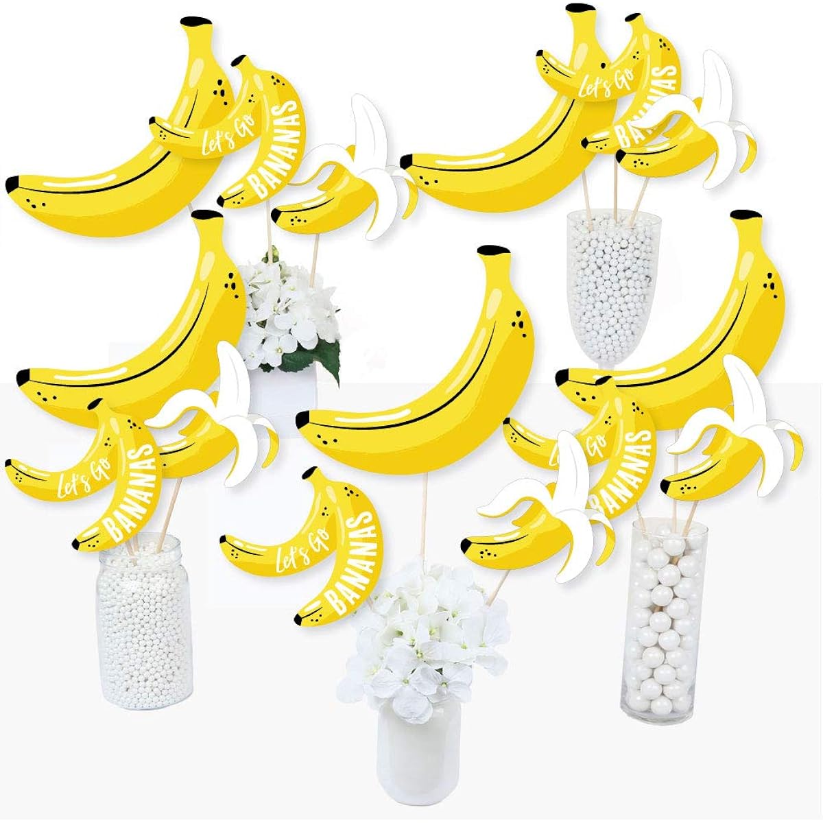 Let's Go Bananas Tropical Party Centerpiece Sticks Table Toppers, Set of 15