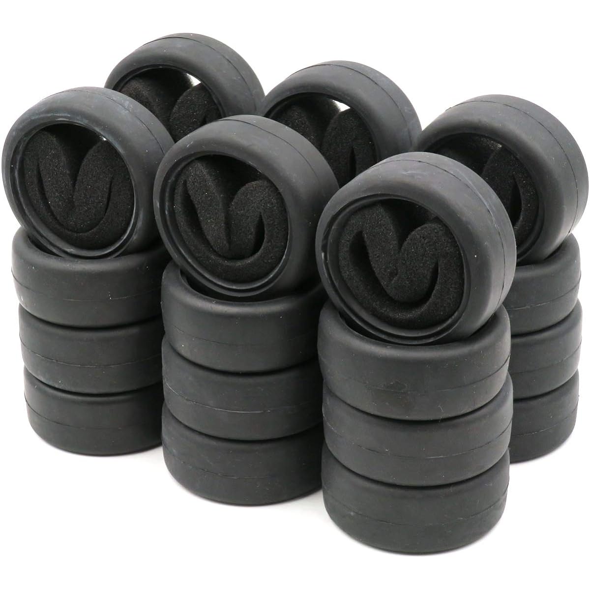 hobbysoul RC 1/10 On-Road Slick Tires Rubber Tyres with Foam Inserts for 1:10 Touring Drift Car Wheel Rims 24pcs