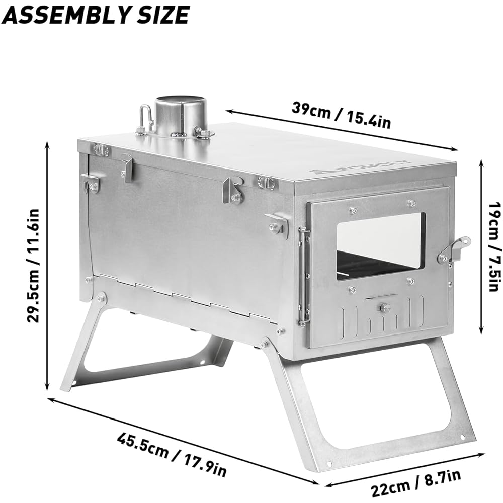 POMOLY Ti (Limited) Foldable Titanium Tent Stove 0.6 mm Thick with 3 Meter Chimney