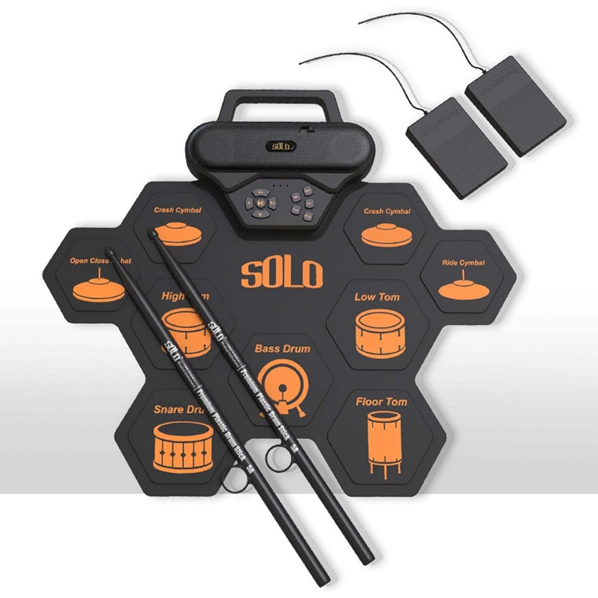 Perfk Roll-up Silicone Drum Pad Tabletop Drum Set Digital Electronic Drum Set for Kids