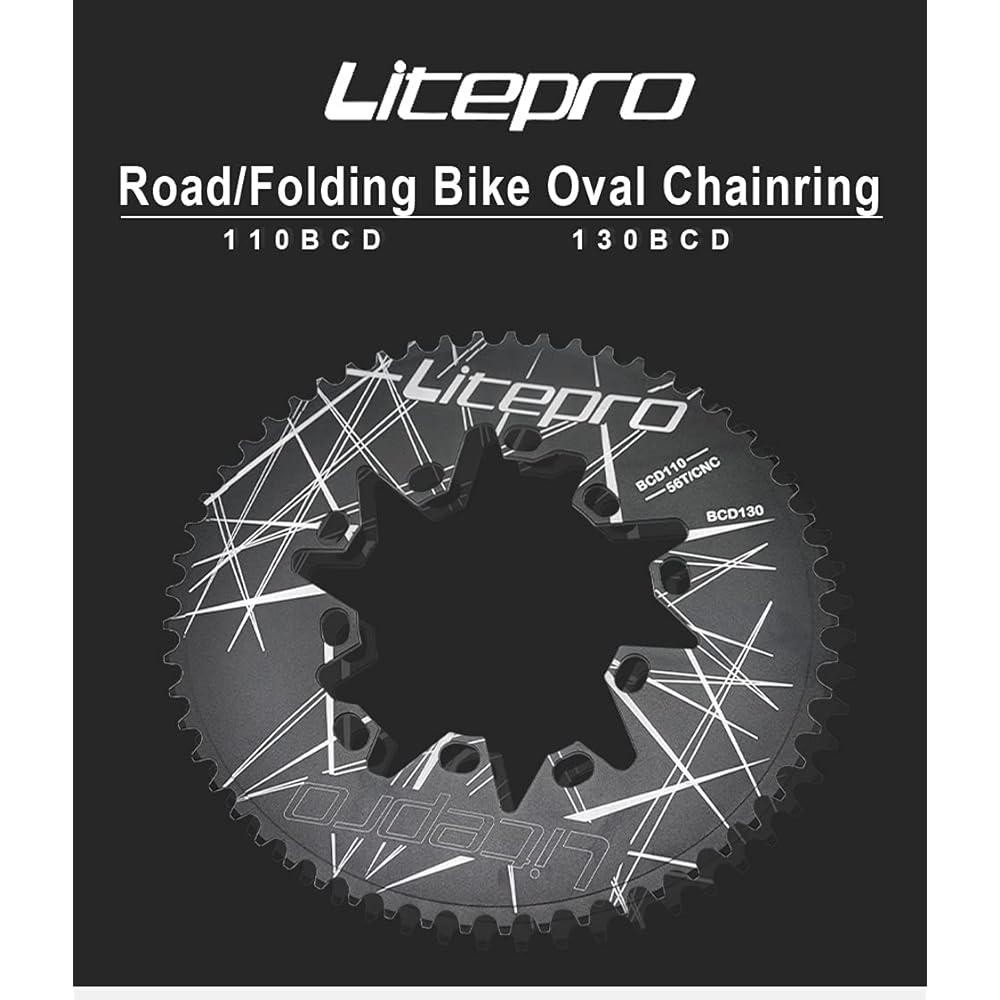 Litepro Oval Chainring BCD110/BCD130MM Chainring Folding Bike 54T56T58T Crankset Oval Bicycle Chainwheel