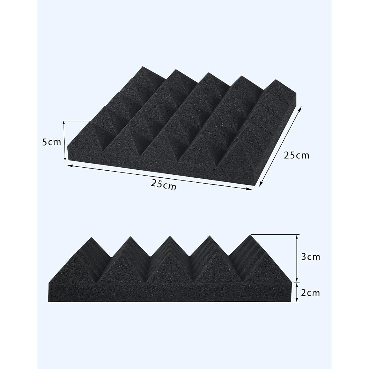 oundproofing Sound-Absorbing Urethane Sponge Soundproofing Material High Density 25CM x 25CM x 5CM Heat Insulation, Flame Retardant, Noise Prevention, Cushioning Material, Interior Decoration [High Density Thickness 5CM, 168 Sheets, Black, Pyramid Shape]