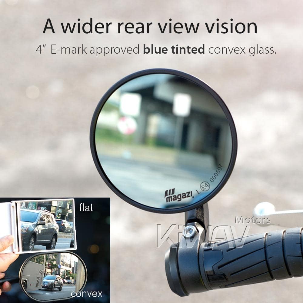 KiWAV Bar End Mirror Bob Black Can be installed on 7/8, 1, 1-1/4 inch hollow handles (inner diameter 14-24mm compatible) Left and right set