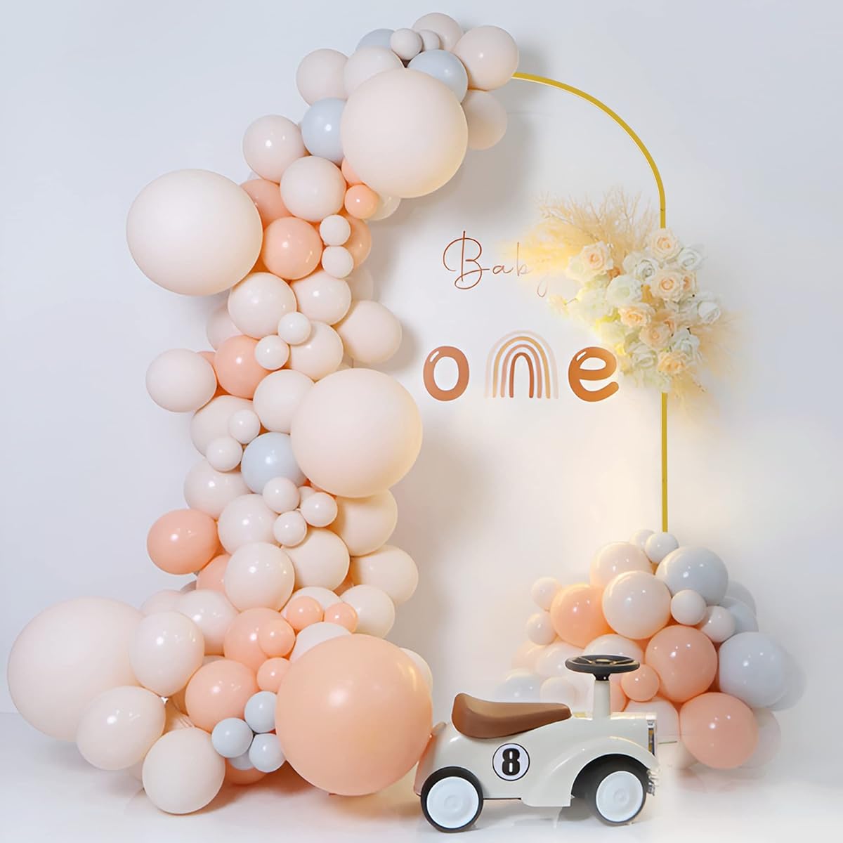 Putros 6.6ftx3.3ft Gold Metal Wedding Arch Balloon Backdrop Stand Arched Frame for Ceremony Birthday Party Anniversary Bridal Graduation Decorations