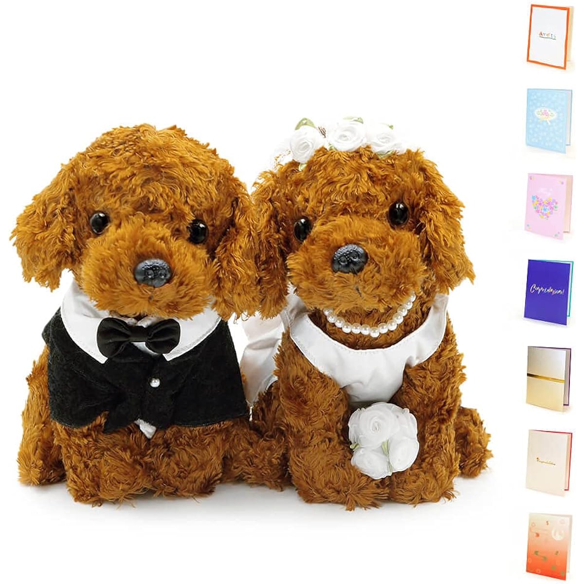 Telegram Shop Exmail Congratulatory Telegram Wedding Stuffed Toy Telegram "Premium Wedding Doll Toy Poodle" and "Paper Card Telegram" Set Celebration Gift Paper Card Mount: 201 "Median"