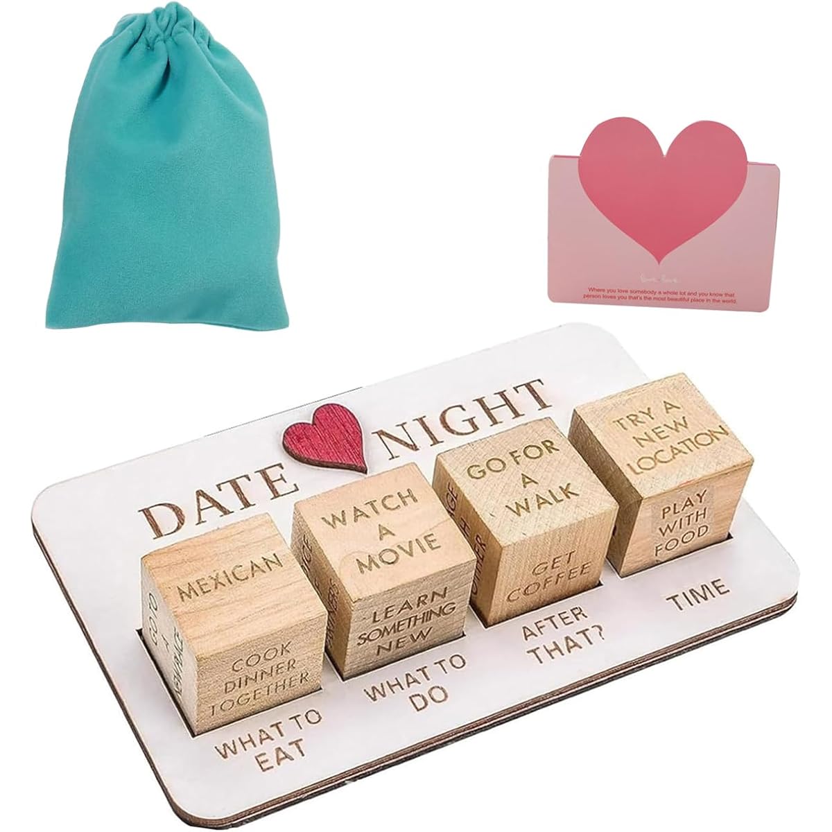 Date Night Dice for Couples, Takeout Dice, Wooden Date Dice, Valentine's Day Gifts for Adults, Fun Game for Couples