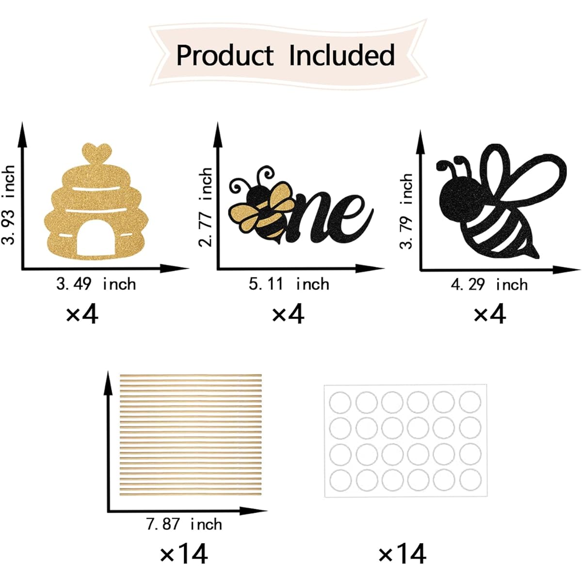 Bee Centerpiece Sticks Summer First Honey Bee Day Honeycomb Table Toppers for Boy Girl Baby Shower Sweet Bee 1st Theme Birthday Party Supplies 12pcs Gold Black