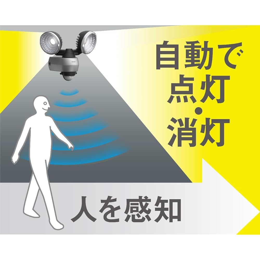 Musashi Sensor Light Silver Body Size: Width 15.5 x Depth 11.5 x Height 16.9cm 7.5W x 2 LED Sensor Light LED-AC315