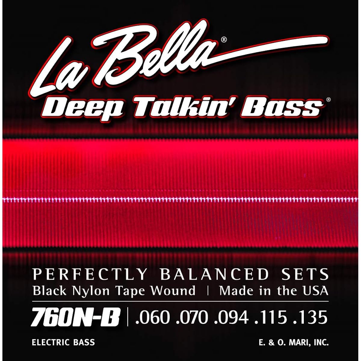 LA BELLA Bass Strings 760N-B Black Nylon Tape 5-String