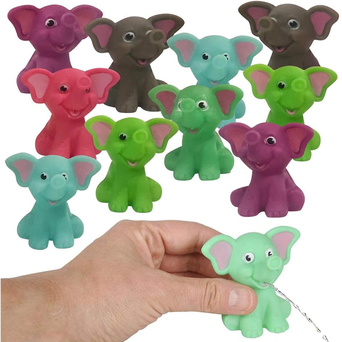 ArtCreativity 12 Pack Rubber Water Squirting Elephants Kids Tub and Pool Toys Safe and Durable Water Squirts Birthday Party Favors Goodie Bag Fillers