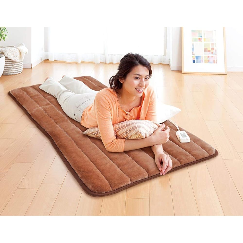 Zenken Electric Heating Mat for One Person ZMT-75CT Width 80 x Depth 180cm Single with Timer Brown Cuts 99% of Electromagnetic Waves